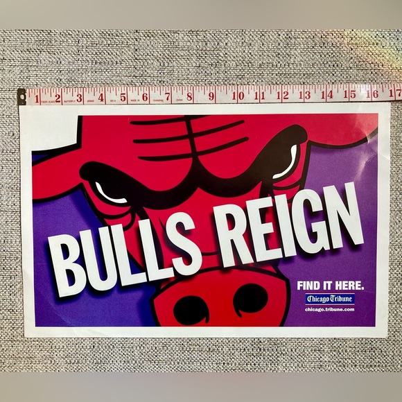 World Champion Chicago Bulls “BULLS REIGN” Chicago Tribune News Stand Promo Sign - Picture 2 of 3